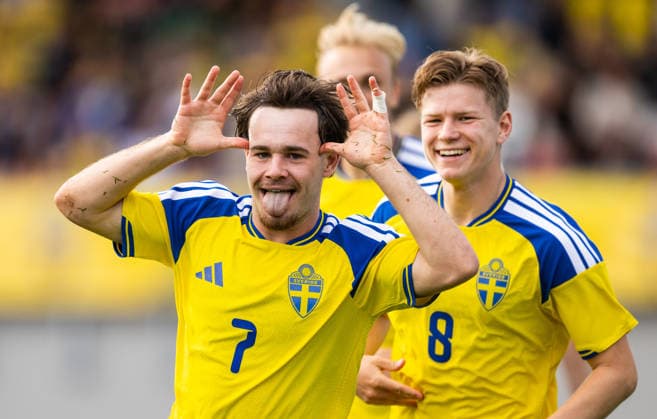 Sport Bilder des Tages 260604 Neo Jönsson of Sweden celebrates after scoring 1-0 during the under-21 International Friendly, Länderspiel, Nationalmannschaft football match between Sweden and Finland on June 4, 2026 in Kalmar. Photo: Suvad Mrkonjic BILDBYRAN COP 170 SM0468 fotboll football soccer fotball under-21 U21, U 21 sverige sweden finland bbeng jubel *** 260604 Neo Jönsson of Sweden celebrates after scoring 1 0 during the under 21 international friendly football match between Sweden and Finland on June 4, 2026 in Kalmar Photo Suvad Mrkonjic BILDBYRAN COP 170 SM0468 fotboll football soccer fotball under 21 u21 sverige sweden finland bbeng jubel  Copyright: SUVADxMRKONJIC BB260604SM022