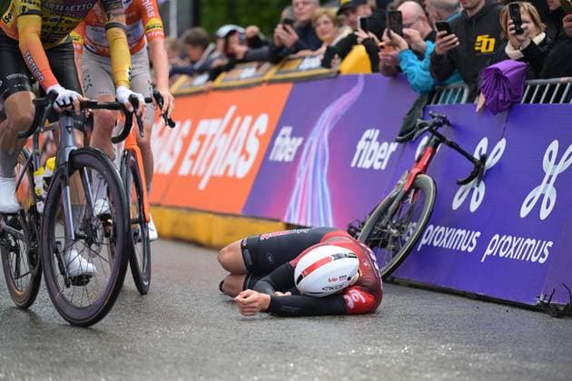 Belgian Arnaud De Lie of Lotto-Intermarche pictured after winning the fourth stage of the Tour De Wallonie cycling race, from Dison to Eupen (166,7 km), on Thursday 04 June 2026. DAVIDxPINTENS  x175953819x