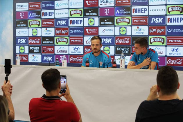 Croatia national team, Nationalteam press conference, PK, Pressekonferenz in Rijeka, Croatia Marin Pongracic and Luka Sucic during Croatia national team press conference at HNK Rijeka Stadium in Rijeka, Croatia on June 04, 2026. as part of pre-world cup training camp and friendly match against Slovenia.  GoranxKovacic PIXSELL