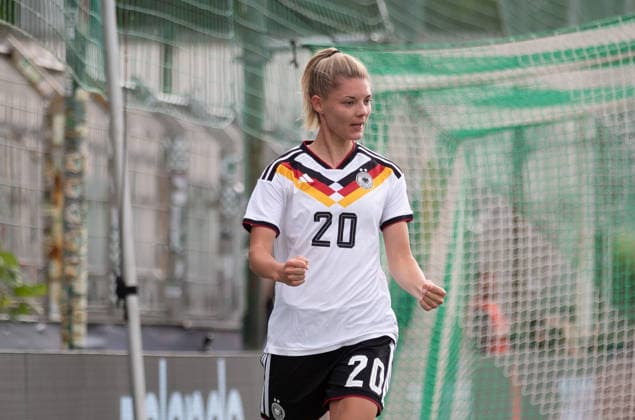 GER, Leipzig, DFB, Football, Womens football, international friendly match, Germany U23 vs Denmark U23 in picture f l Julia Landenberger Germany U23 20 , Goal celebration 04 06 2026, Alfred Kunze Sportpark Leipzig DFB REGULATIONS PROHIBIT ANY USE OF PHOTOGRAPHS AS IMAGE SEQUENCES AND OR QUASI VIDEO, Copyright: HMBxMedia PaulxFritz