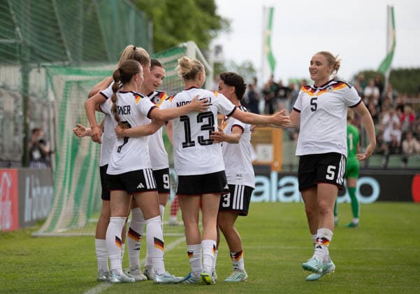 GER, Leipzig, DFB, football, womens football, international friendly, Germany U23 vs Denmark U23 in picture v l Germany goal celebration 04 06 2026, Alfred Kunze Sportpark Leipzig DFB REGULATIONS PROHIBIT ANY USE OF PHOTOGRAPHS AS IMAGE SEQUENCES AND OR QUASI VIDEO, Copyright: HMBxMedia PaulxFritz