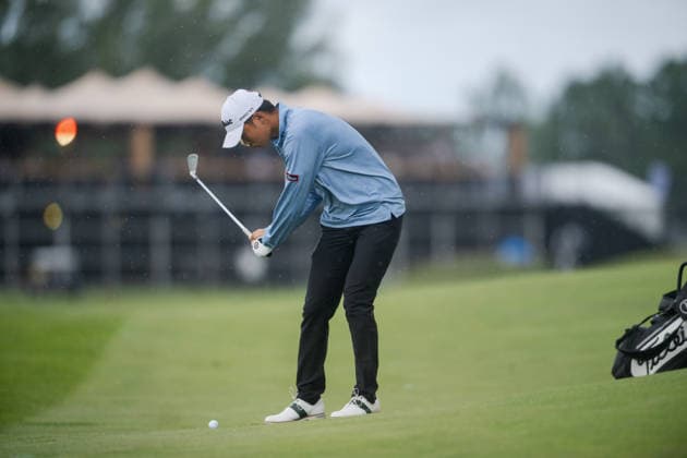 AMSTERDAM, NETHERLANDS - JUNE 04: Jerry Ji of the Netherlands plays his second shot from the fairway of the 10th hole during the first round of the KLM Open at The International on June 4, 2026 in Amsterdam, Netherlands. Credit: Andy Astfalck NurPhoto Netherlands Copyright: xAndyxAstfalckx