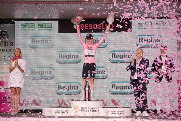 Netherlands™s Anna van der Breggen of Team SD Worx - Protime™s (Pink jersey) on the podium during Stage 6 of the Giro d™Italia Women, from Ala to Brescello, Italy - Thursday June 4, 2026  Copyright: xMarcoxAlpozzi LaPressex