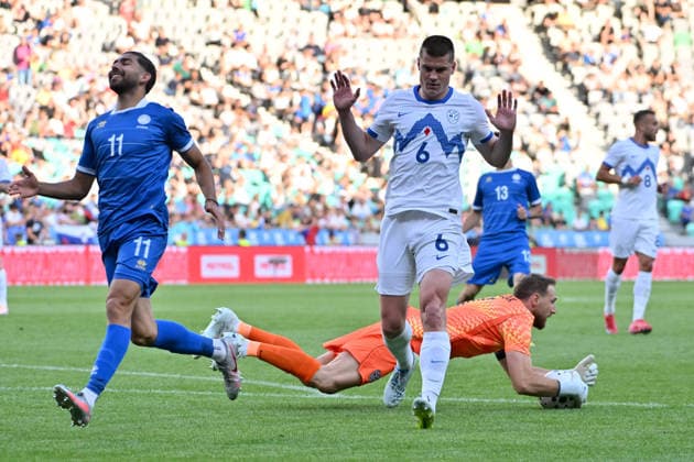 LJUBLJANA, SLOVENIA - JUNE 04: Jan Oblak of Slovenia (C) in action during the International men’s football Friendly match between Slovenia and Cyprus at Stadium Stozice, Ljubljana on June 04, 2026 in Ljubljana, Slovenia. (Photo by Igor Kupljenik Sports Press Photo).  Copyright: xIgorxKupljenikx xSPPx Sportspressphoto_SPR160745