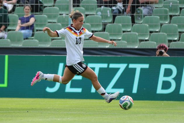 04 06 2026 Soccer Women 2025 2026 U23 international Germany Denmark Alfred Kunze Sportpark Leipzig Estrella Merino Germany, 10, white on the ball Leipzig Saxony Germany