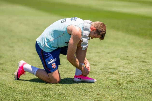 260604 Alexander Sorloth of the Norwegian national football team at a training session during day 7 of the FIFA World Cup 2026 on June 4, 2026 in Greensboro Photo Vegard Grott BILDBYRAN kod VG VG0936 bbeng fotball football soccer fotboll fifa world cup vm fotball vm norge norway trening träning training practice precamp pre camp  Copyright: VEGARDxGRoTT BB260604VG003
