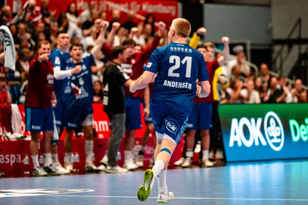 04 06 2026, xdobgx, Handball Daikin HBL, Handball Sport Verein Hamburg HSG Wetzlar v l Frederik Bo Andersen Handball Sport Verein Hamburg, 21 Jubel, Torjubel, jubelt ueber das Tor, celebrate the goal, celebration Hamburg