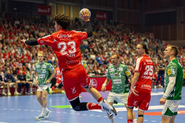 DAIKIN Handball Bundesliga, Kassel, MT Melsungen vs Fuechse Berlin, Rothenbach Halle Kassel 04 06 2026 DAIKIN Handball Bundesliga, Kassel, Germany 04 06 2026 Martl Soler MT Melsungen, 23 at the throw, Handball Bundesliga, MT Melsungen vs Fuechse Berlin match, Rothenbach Halle Kassel Copyright: xBEAUTIFULxSPORTS Freudensteinx