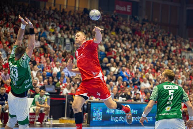 DAIKIN Handball Bundesliga, Kassel, MT Melsungen vs Fuechse Berlin, Rothenbach Halle Kassel 04 06 2026 DAIKIN Handball Bundesliga, Kassel, Germany 04 06 2026 Dainis Kristopans MT Melsungen, 10 at the throw, Handball Bundesliga, Match of MT Melsungen vs Fuechse Berlin, Rothenbach Halle Kassel Copyright: xBEAUTIFULxSPORTS Freudensteinx