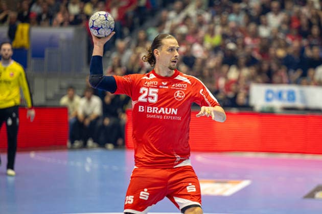 DAIKIN Handball Bundesliga, Kassel, MT Melsungen vs Fuechse Berlin, Rothenbach Halle Kassel 04 06 2026 DAIKIN Handball Bundesliga, Kassel, Germany 04 06 2026 Olle Forsell Schefvert MT Melsungen, 25 on the ball, Handball Bundesliga, MT Melsungen vs Fuechse Berlin match, Rothenbach Halle Kassel Copyright: xBEAUTIFULxSPORTS Freudensteinx