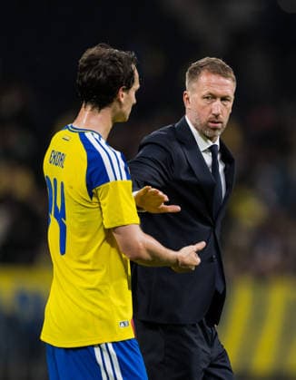 260604 Hjalmar Ekdal and head coach Graham Potter of Sweden after the international friendly football match between Sweden and Greece on June 4, 2026 in Stockholm Photo Johanna Säll BILDBYRAN kod JL JM0822 bbeng fotboll football soccer fotball träningslandskamp international friendly sverige sweden sverige a grekland greece  Copyright: JOHANNAxSÄLL BB260604BB627