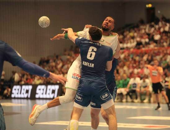 Photo Philipp AHOUANSOU Wetzlar against Elias KOFLER HSV Handball Men 1 Bundesliga 33 Matchday on Thu 04 06 2026 HSV Handball HSG Wetzlar