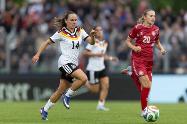 GER, Leipzig, DFB, football, womens football, international friendly match, Germany U23 vs Denmark U23 in picture f l Marie Steiner Germany U23 14 , action with ball 04 06 2026, Alfred Kunze Sportpark Leipzig DFB REGULATIONS PROHIBIT ANY USE OF PHOTOGRAPHS AS IMAGE SEQUENCES AND OR QUASI VIDEO, Copyright: HMBxMedia PaulxFritz