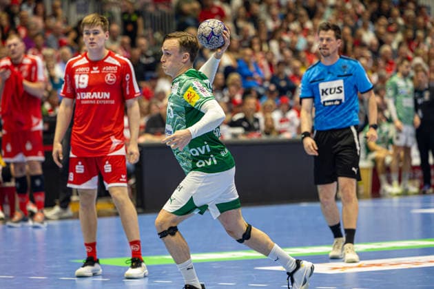 DAIKIN Handball Bundesliga, Kassel, MT Melsungen vs Fuechse Berlin, Rothenbach Halle Kassel 04 06 2026 DAIKIN Handball Bundesliga, Kassel, Germany 04 06 2026 Tobias Scholberg Grondahl Füchse Berlin, 15 at the throw, Handball Bundesliga, MT Melsungen vs Fuechse Berlin match, Rothenbach Halle Kassel Copyright: xBEAUTIFULxSPORTS Freudensteinx