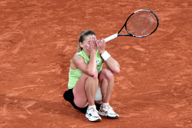 RECORD DATE NOT STATED 4th June 2026; Roland Garros, Paris, France; 2026 French Open Tennis, Day 17; Maja Chwalinska (POL) overcome with her win against Diana Shnaider JonxBromley