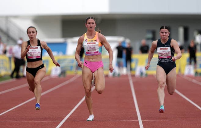 ATHLETICS - Liese Prokop Memorial ST. POELTEN,,04.JUN.26 - ATHLETICS - Liese Prokop Memorial, 100m, women. Image shows Pavla Kvasnickova (CZE), Magdalena Lindner (AUT) and Delia Farajpour (SVK).  GEPAxpictures xWalterxLuger