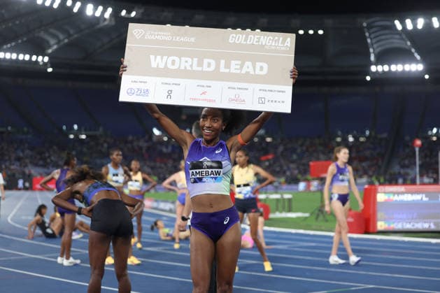 ATHLETICS - Athletics Internationals - Golden Gala Pietro Mennea - Wanda Diamond League Photo by IPA ABACAPRESS.COM85327780 - ROME, Italy - June 4, 2026: Likina AMEBAW win Women s 5000 Metres. The world s top track and field athletes compete at the Golden Gala Pietro Mennea at Rome s Olympic Stadium, the fifth stop of the 2026 Wanda Diamond League season. The prestigious meeting brings together international stars for an evening of elite performances in one of athletics most iconic events. Roma Italy  Copyright: xIPAxSport ABACAx