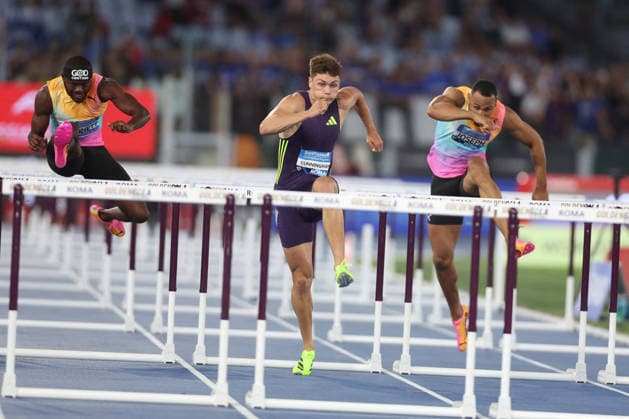 ATHLETICS - Athletics Internationals - Golden Gala Pietro Mennea - Wanda Diamond League Photo by IPA ABACAPRESS.COM85327899 - ROME, Italy - June 4, 2026: Trey CUNNINGHAM win during Men s 110 Metres Hurdles The world s top track and field athletes compete at the Golden Gala Pietro Mennea at Rome s Olympic Stadium, the fifth stop of the 2026 Wanda Diamond League season. The prestigious meeting brings together international stars for an evening of elite performances in one of athletics most iconic events. Roma Italy  Copyright: xIPAxSport ABACAx