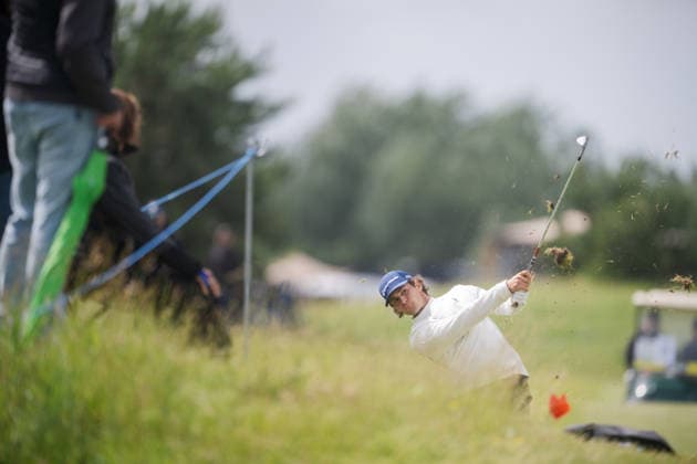 AMSTERDAM, NETHERLANDS - JUNE 04: Angel Ayora of Spain plays his second shot from the fairway of the 1st hole during the first round of the KLM Open at The International on June 4, 2026 in Amsterdam, Netherlands. Credit: Andy Astfalck NurPhoto Netherlands Copyright: xAndyxAstfalckx