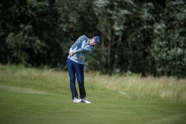 AMSTERDAM, NETHERLANDS - JUNE 04: Jacob Skov Olesen of Denmark plays his second shot from the fairway of the 2nd hole during the first round of the KLM Open at The International on June 4, 2026 in Amsterdam, Netherlands. Credit: Andy Astfalck NurPhoto Netherlands Copyright: xAndyxAstfalckx