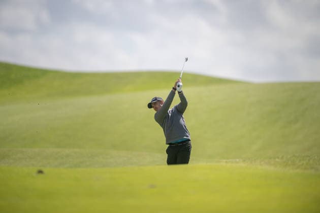AMSTERDAM, NETHERLANDS - JUNE 04: Michael Hollick of South Africa plays his second shot from the fairway of the 1st hole during the first round of the KLM Open at The International on June 4, 2026 in Amsterdam, Netherlands. Credit: Andy Astfalck NurPhoto Netherlands Copyright: xAndyxAstfalckx