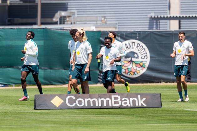 SOCCER AUSTRALIA TRAINING, The Socceroos squad during practice at the Soccerroos facility at the Oakland Roots Sports Club in Alameda, California, United States, Thursday, June 4, 2026. ( NO ARCHIVING Alameda California United States  Copyright: xJasonxHenryx 20260605114112602527