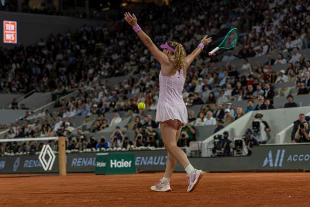 2026 French Open - Day Twelve Mirra Andreeva reacts after winning a match at the Roland Garros Grand Slam Tournament on June 4, 2026, in Paris, France. Paris France  Copyright: xRobertxSzaniszlox originalFilename:szaniszlo-notitle260604_np48i.jpg