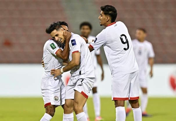 Lebanon v Yemen - AFC Asian Cup 2027 Qualifiers Nasser Al-Gahwashi (C) of Yemen celebrates after scoring a goal during the Asian Cup Saudi Arabia 2027 Qualifiers match between Lebanon and Yemen at Grand Hamad Stadium Stadium in Doha, Qatar, on June 4, 2026. DOHA Qatar Copyright: xNOUSHADx