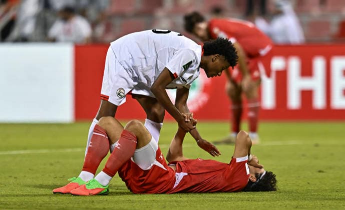 Lebanon v Yemen - AFC Asian Cup 2027 Qualifiers Players of Lebanon looks dejected after losing the Asian Cup Saudi Arabia 2027 Qualifiers match between Lebanon and Yemen at Grand Hamad Stadium Stadium in Doha, Qatar, on June 4, 2026. DOHA Qatar Copyright: xNOUSHADx