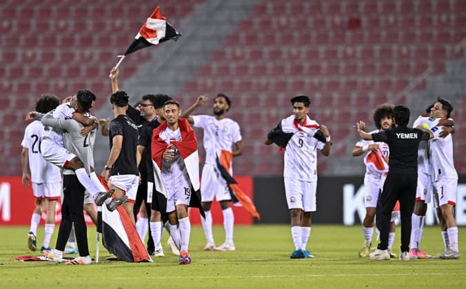 Lebanon v Yemen - AFC Asian Cup 2027 Qualifiers Players of Yemen celebrates after winning the Asian Cup Saudi Arabia 2027 Qualifiers match between Lebanon and Yemen at Grand Hamad Stadium Stadium in Doha, Qatar, on June 4, 2026. DOHA Qatar Copyright: xNOUSHADx