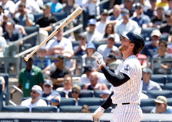 New York Yankees Ryan McMahon reacts after striking out in the second inning against the Cleveland Guardians at Yankee Stadium on Thursday, June 4, 2026 in New York City. The Yankees defeated the Guardians 2-1.  NYP20260604107 JOHNxANGELILLO