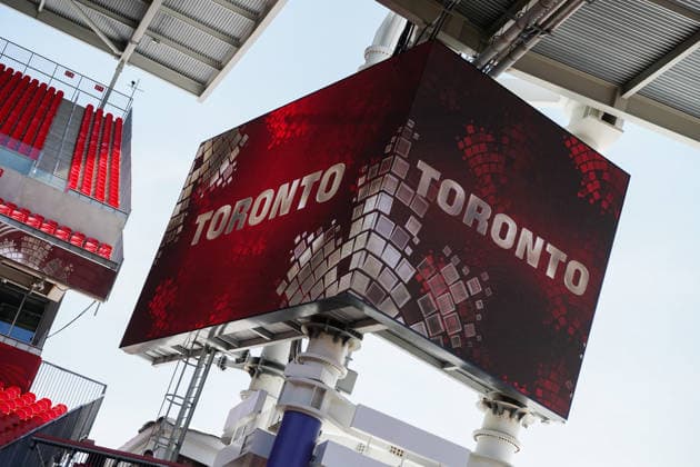 Toronto Stadium - Media Tour FIFA Wolrd Cup World Cup signage and branding in the stands and giant screens of Toronto stadium during the Toronto Stadium - Media Tour on June 04, 2026 in Toronto, Canada. (Photo by Leonardo Ramirez Eyepix Group) Copyright: xLeonardoxRamirezx xEyepixxGroupx LR06042026-08675