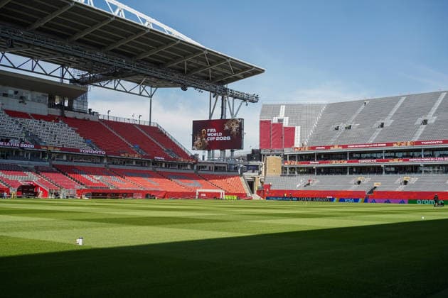 Toronto Stadium - Media Tour FIFA Wolrd Cup General View of the Toronto Stadium pitch and stands one week away of the first game of the FIFA World Cup, WM, Weltmeisterschaft, Fussball during the Toronto Stadium - Media Tour on June 04, 2026 in Toronto, Canada. (Photo by Leonardo Ramirez Eyepix Group) Copyright: xLeonardoxRamirezx xEyepixxGroupx LR06042026-08618