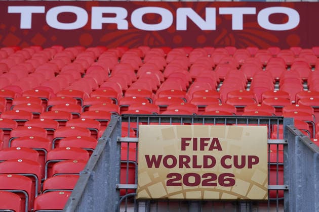 Toronto Stadium - Media Tour FIFA Wolrd Cup World Cup signage and branding in the stands of Toronto stadium during the Toronto Stadium - Media Tour on June 04, 2026 in Toronto, Canada. (Photo by Leonardo Ramirez Eyepix Group) Copyright: xLeonardoxRamirezx xEyepixxGroupx LR06042026-08622