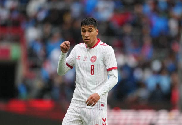 Adam Daghim (Denmark) looks on during DR Congo and Denmark, UEFA International Friendly, Länderspiel, Nationalmannschaft Stade Maurice Dufrasne, Liege, Belgium on June 3, 2026. Thor Wegner DeFodi Images. (Photo by DeFodi Images) - *** Adam Daghim Denmark looks on during DR Congo and Denmark, UEFA International Friendly, Stade Maurice Dufrasne, Liege, Belgium on June 3, 2026 Thor Wegner DeFodi Images Photo by DeFodi Images