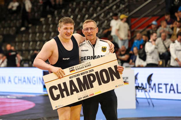 RINGEN German Championships 2026 92kg Final Oliver Kock Hamburg and national coach Jürgen Scheibe