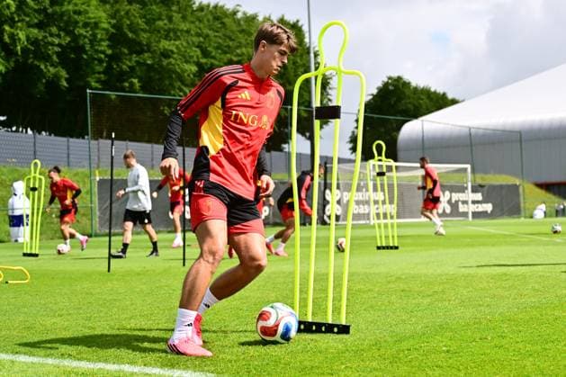 Belgian national football team - FIFA World Cup, WM, Weltmeisterschaft, Fussball 2026 - media activities 05 06 2026 TUBIZE, BELGIUM - JUNE 05 : De Ketelaere Charles midfielder of Belgium pictured during a training session at the training grounds of the Royal Belgian Football Association ahead of the FIFA World Cup 2026 on June 5, 2026 in Tubize, Belgium, 05 06 2026 Tubize Belgium  Copyright: xPeterxDexVoechtx
