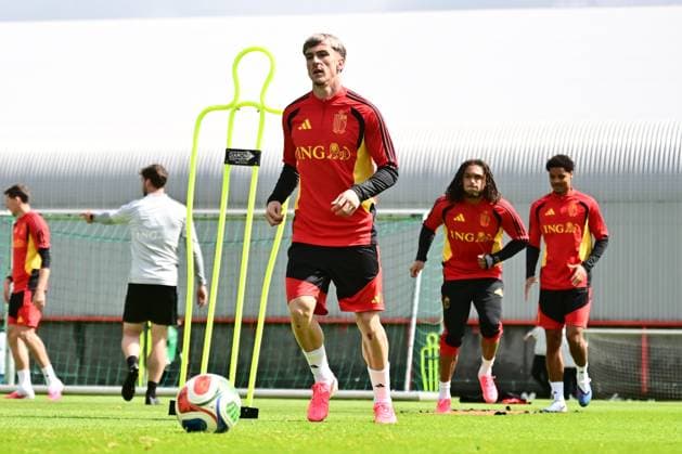 Belgian national football team - FIFA World Cup, WM, Weltmeisterschaft, Fussball 2026 - media activities 05 06 2026 TUBIZE, BELGIUM - JUNE 05 : Saelemaekers Alexis midfielder of Belgium pictured during a training session at the training grounds of the Royal Belgian Football Association ahead of the FIFA World Cup 2026 on June 5, 2026 in Tubize, Belgium, 05 06 2026 Tubize Belgium  Copyright: xPeterxDexVoechtx