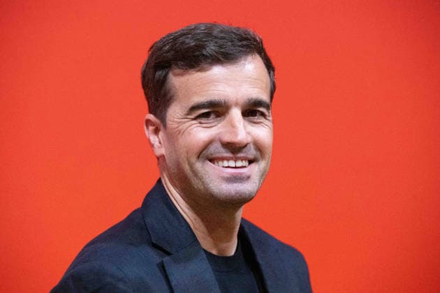 Carles Martinez Novell, head coach, portrait, portrait, single picture, cropped single motif, presentation of Carles Martinez Novell as new coach of Bayer Leverkusen 05 06 2025 in the Bayarena Leverkusen, Â