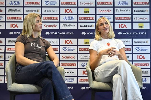 STOCKHOLM, SWEDEN 20260605 Julia Henriksson, during a press conference ahead of the Bauhaus Gala Diamond League in athletics in Stockholm STOCKHOLM SWEDEN x10430x  Copyright: xChristinexOlsson TTx PRESSKONFERENS INFÖR BAUHAUSGALAN