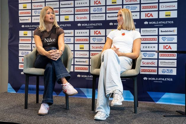 260605 Julia Henriksson and Maja Askag during a press conference before the Bauhaus Gala, June 5, 2026 in Stockholm  Copyright: MICHAELxCAMPANELLA BB260605MC019