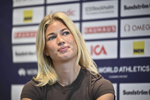 STOCKHOLM, SWEDEN 20260605 Julia Henriksson, during a press conference ahead of the Bauhaus Gala Diamond League in athletics in Stockholm STOCKHOLM SWEDEN x10430x  Copyright: xChristinexOlsson TTx PRESSKONFERENS INFÖR BAUHAUSGALAN