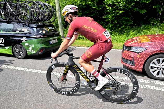 Tour de Wallonie 2026 Stage 5 AUBEL, BELGIUM - JUNE 05 : Wright Paul (NZL) of Modern Adventure Pro Cycling during stage 5 of the 47th edition of Ethias Tour de Wallonie an UCI ProSeries 2.Pro cycling road race stage for Men Elite of 176.45 km with start in Bassenge and finish in Aubel on June 5, 2026 in Aubel, Belgium, 05 06 2026 ( Motordriver Pieter Van Herzele - Aubel Belgium  Copyright: xSesx
