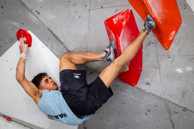 German climber Lucas Trandafir competes in World Cup in sport climbing: bouldering - semi-finals men, in Prague, Czech Republic, on June 5, 2026. (CTKxPhoto VitxSimanek) CTKPhotoP2026060504591  CTKPhotoP2026060504591
