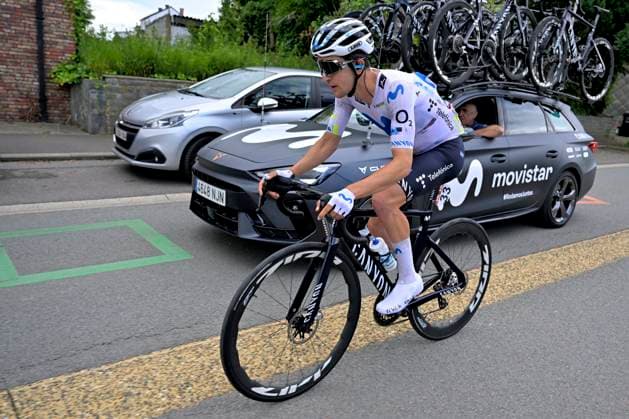 Tour de Wallonie 2026 Stage 5 AUBEL, BELGIUM - JUNE 05 : Sanchez Pelayo (ESP) of Movistar Team during stage 5 of the 47th edition of Ethias Tour de Wallonie an UCI ProSeries 2.Pro cycling road race stage for Men Elite of 176.45 km with start in Bassenge and finish in Aubel on June 5, 2026 in Aubel, Belgium, 05 06 2026 ( Motordriver Pieter Van Herzele - Aubel Belgium  Copyright: xSesx