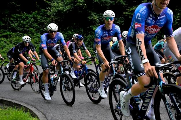 Tour de Wallonie 2026 Stage 5 AUBEL, BELGIUM - JUNE 05 : Riders of Alpecin Premier Tech during stage 5 of the 47th edition of Ethias Tour de Wallonie an UCI ProSeries 2.Pro cycling road race stage for Men Elite of 176.45 km with start in Bassenge and finish in Aubel on June 5, 2026 in Aubel, Belgium, 05 06 2026 ( Motordriver Pieter Van Herzele - Aubel Belgium  Copyright: xSesx