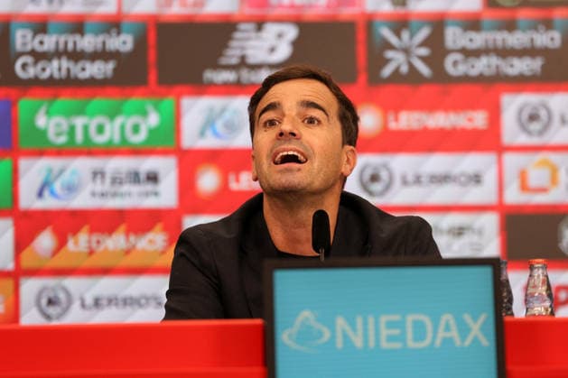 05 06 2026, Football, Bayer 04 Leverkusen, 1 Soccer Bundesliga, BayArena, Season 2026 2027 Press conference for the presentation of the new head coach Carles Martinez Novell Welcome DFB regulations prohibit any use of photographs as image sequences and or quasi video North Rhine-Westphalia Germany