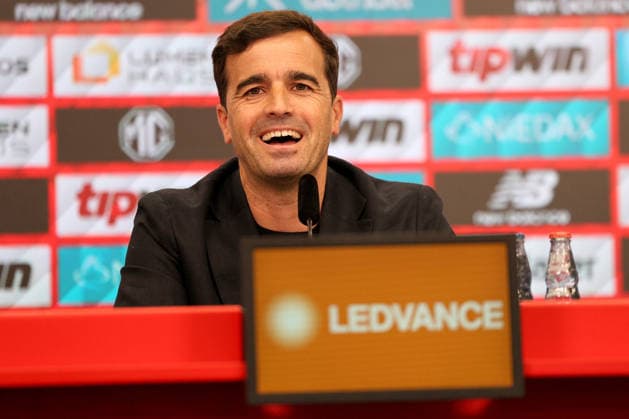 05 06 2026, Football, Bayer 04 Leverkusen, 1 Soccer Bundesliga, BayArena, Season 2026 2027 Press conference for the presentation of the new head coach Carles Martinez Novell Welcome DFB regulations prohibit any use of photographs as image sequences and or quasi video North Rhine-Westphalia Germany