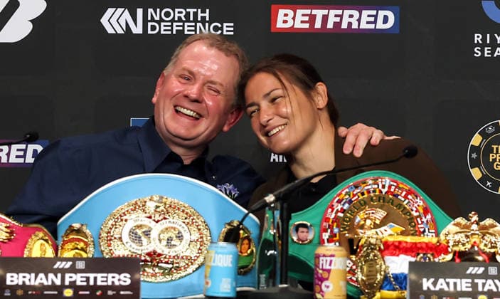 Matchroom Boxing press conference, PK, Pressekonferenz Croke Park, Dublin 5 6 2026 Brian Peters and Katie Taylor Brian Peters and Katie Taylor 5 6 2026  Copyright: x INPHO GaryxCarrx AC014359