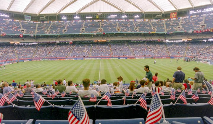 940618 Football, FIFA World Cup, WM, Weltmeisterschaft, Fussball 1994 (USA), Group A, USA - Switzerland 1-1: Interior view of Pontiac Silverdome. Photo: BILDBYRAN M013_02 940618usasch usa schweiz m013_02 scanx dia bbeng fotboll football soccer VM VM94 VM1994 VM 1994 fotbolls-vm fifa world cup usa v switzerland 960618 world championships världsmästerskap pontiac silverdome detroit june 18 1994 *** 940618 Football, FIFA World Cup 1994 USA , Group A, USA Switzerland 1 1 Interior view of Pontiac Silverdome Photo BILDBYRAN M013 02 940618usasch usa schweiz m013 02 scanx dia bbeng football soccer VM VM94 VM1994 VM 1994 fotbolls vm fifa world cup usa v switzerland 960618 world championships world championships pontiac silverdome detroit june 18 1994  Copyright: BILDBYRAN BB940618BB041